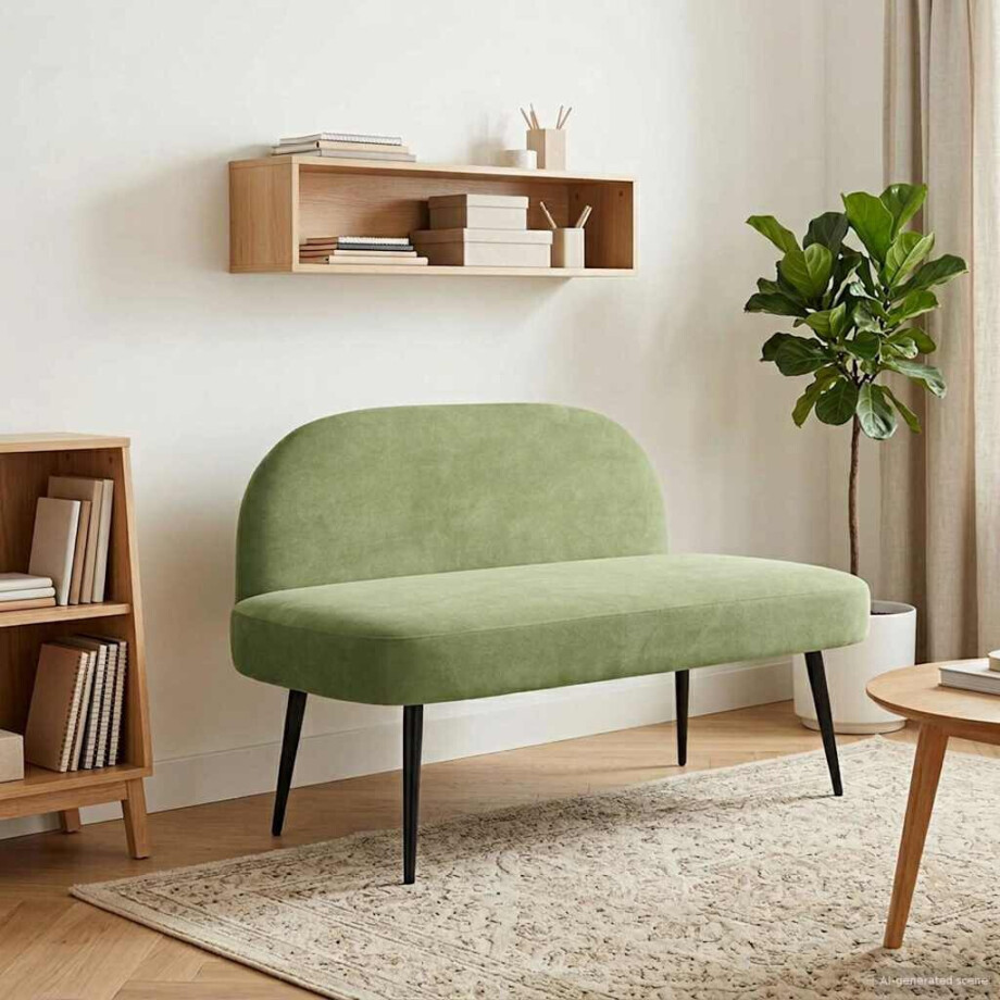 vidaXL Beklede bank met rugleuning Lichtgroen 110 x 60 x 76 cm Fluweel vidaXL Beklede bank met rugleuning Lichtgroen 110 x 60 x 76 cm Fluweel afbeelding 1