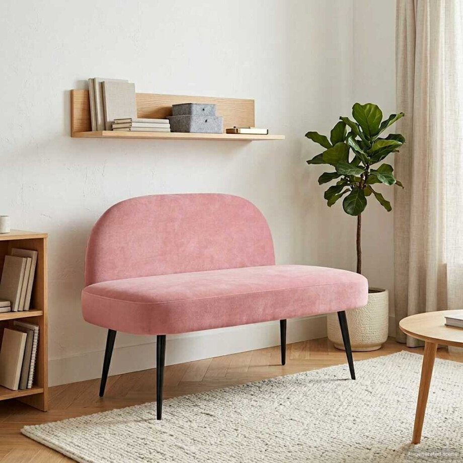 vidaXL Beklede bank met rugleuning Roze 110 x 60 x 76 cm Fluweel afbeelding 1