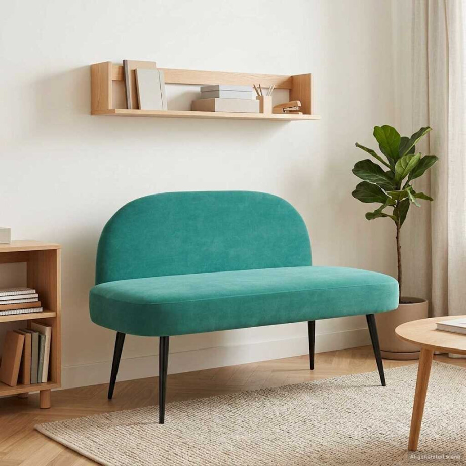 vidaXL Beklede bank met rugleuning Turquoise 110 x 60 x 76 cm Fluweel afbeelding 1