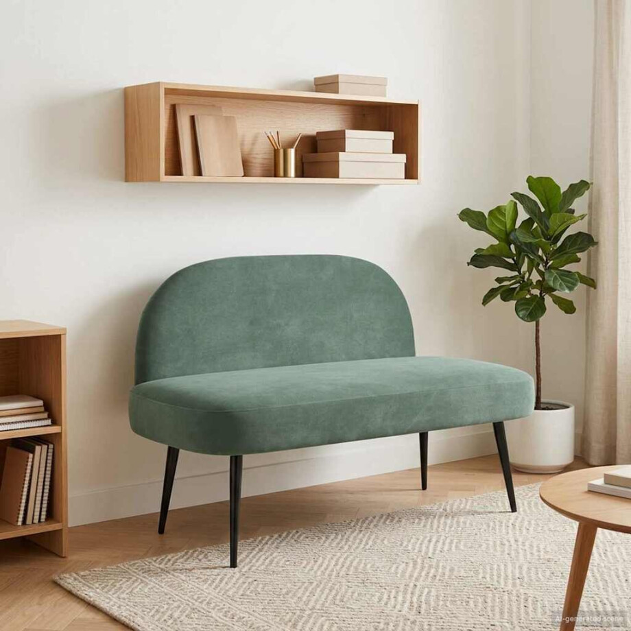 vidaXL Beklede bank met rugleuning Zeegroen 110 x 60 x 76 cm Fluweel vidaXL Beklede bank met rugleuning Zeegroen 110 x 60 x 76 cm Fluweel afbeelding 1