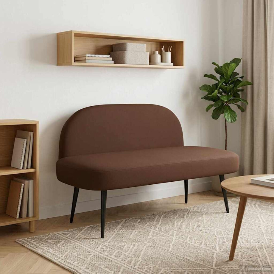 vidaXL Beklede bank met rugleuning Bruin 110 x 60 x 76 cm Kunstleer vidaXL Beklede bank met rugleuning Bruin 110 x 60 x 76 cm Kunstleer afbeelding 1