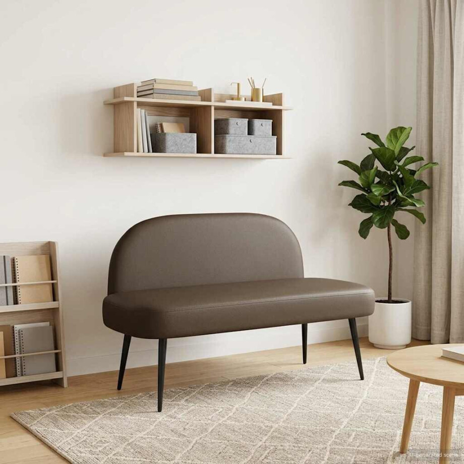 vidaXL Beklede bank met rugleuning Grijs 110 x 60 x 76 cm Kunstleer vidaXL Beklede bank met rugleuning Grijs 110 x 60 x 76 cm Kunstleer afbeelding 1