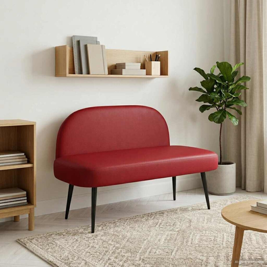 vidaXL Beklede bank met rugleuning Wijnrood 110 x 60 x 76 cm Kunstleer vidaXL Beklede bank met rugleuning Wijnrood 110 x 60 x 76 cm Kunstleer afbeelding 1