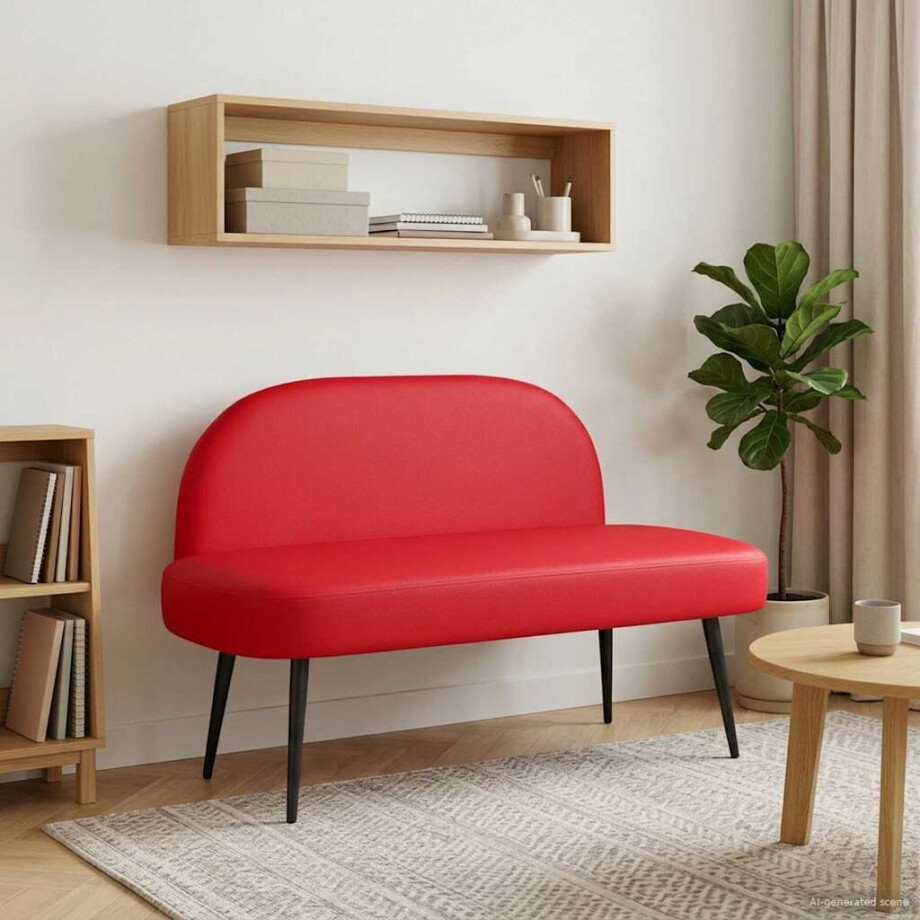 vidaXL Beklede bank met rugleuning Rood 110 x 60 x 76 cm Kunstleer afbeelding 1