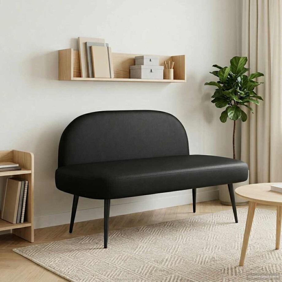 vidaXL Beklede bank met rugleuning Zwart 110 x 60 x 76 cm Kunstleer vidaXL Beklede bank met rugleuning Zwart 110 x 60 x 76 cm Kunstleer afbeelding 1
