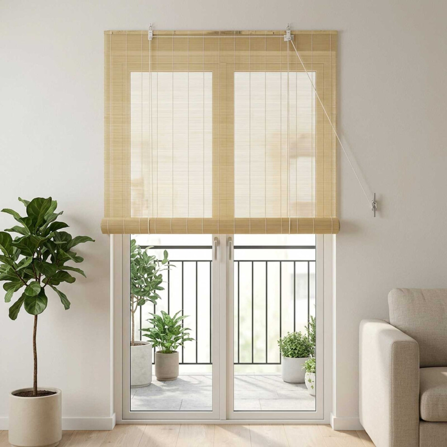 vidaXL Rolgordijn Naturel 90 x 220 cm Bamboe afbeelding 1