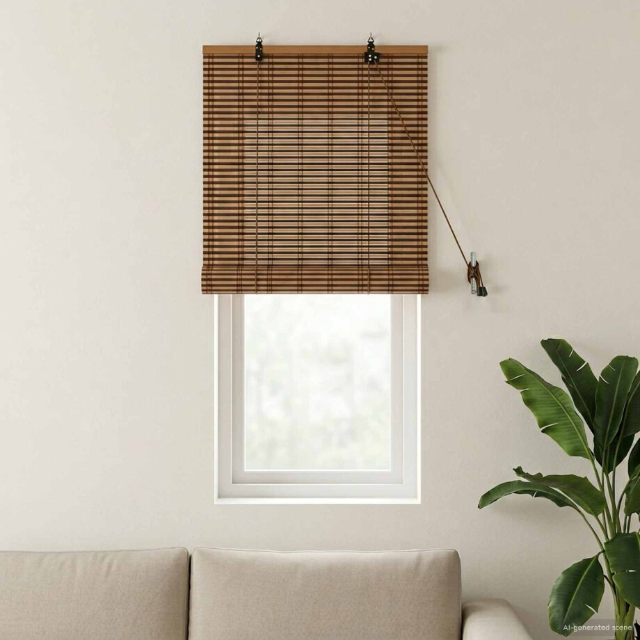 vidaXL Rolgordijn Bruin 70 x 160 cm Bamboe afbeelding 1