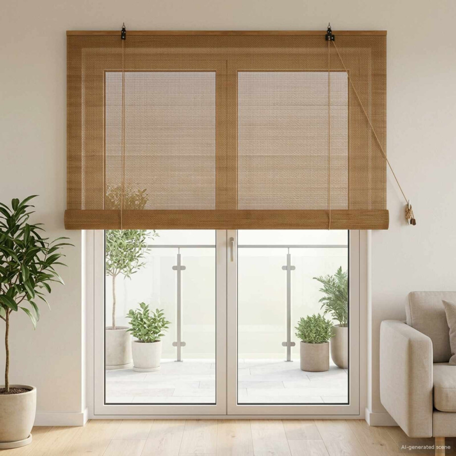 vidaXL Rolgordijn Bruin 140 x 220 cm Bamboe afbeelding 1