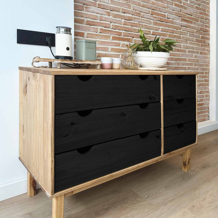 vidaXL Ladenkast OTTA Zwart 111 x 43 x 73,5 cm Massief grenenhout afbeelding 1
