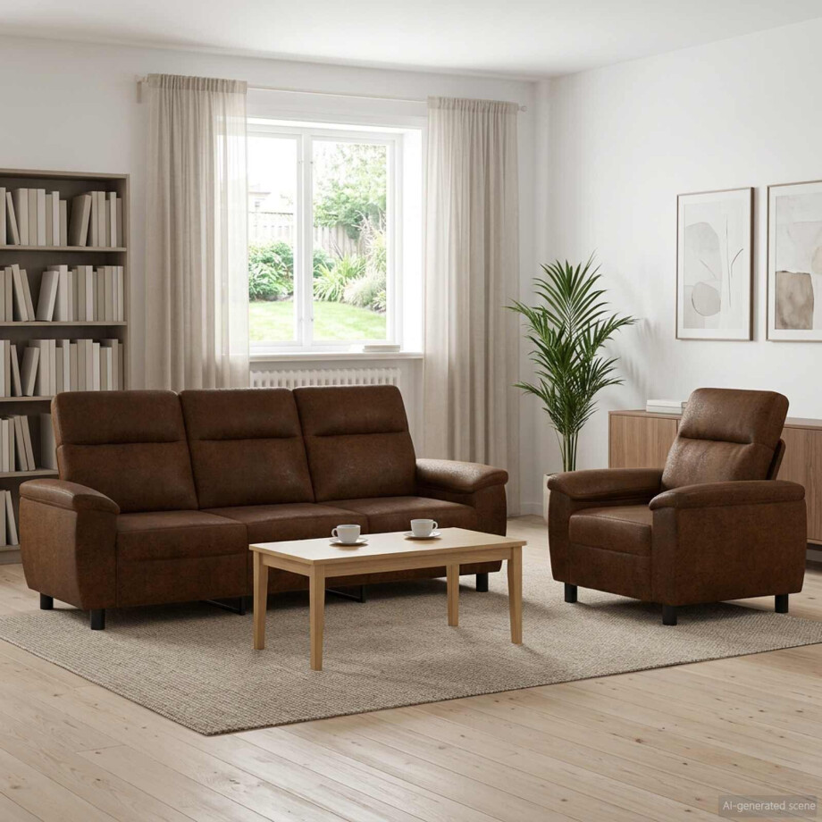 vidaXL Bankstel 2 pcs Bruin Nep Suede Leer vidaXL Bankstel 2 pcs Bruin Nep Suede Leer afbeelding 1