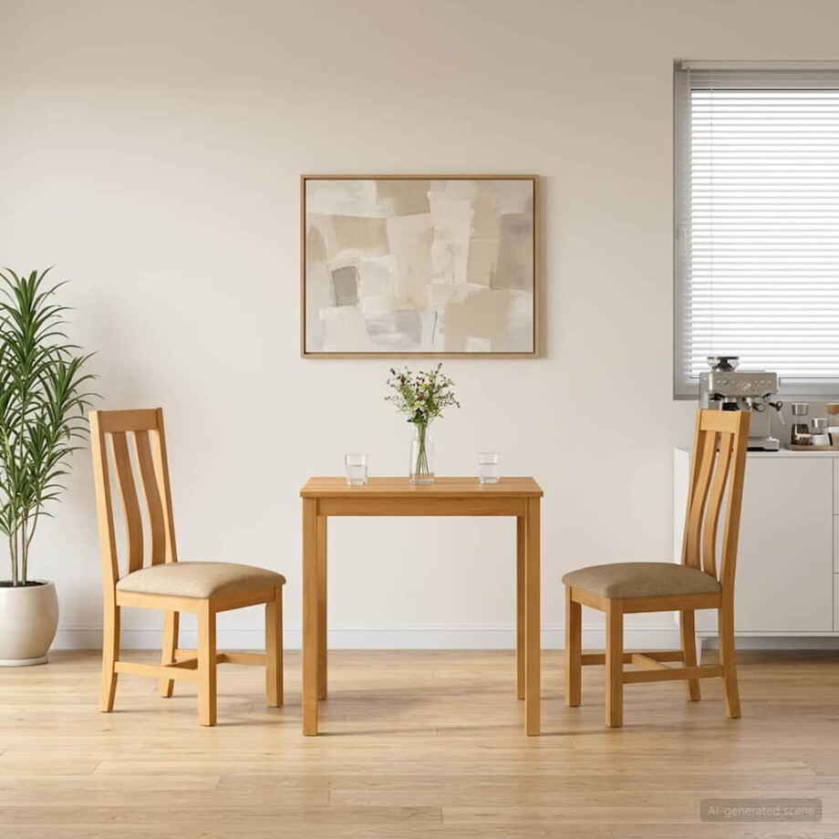vidaXL Eetkamerset 3 st Beige Massief Eikenhout vidaXL Eetkamerset 3 st Beige Massief Eikenhout afbeelding 1