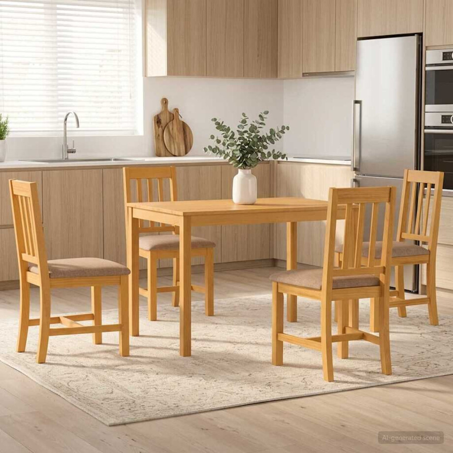 vidaXL Eetkamerset 5 st Grijs Massief Eikenhout vidaXL Eetkamerset 5 st Grijs Massief Eikenhout afbeelding 1