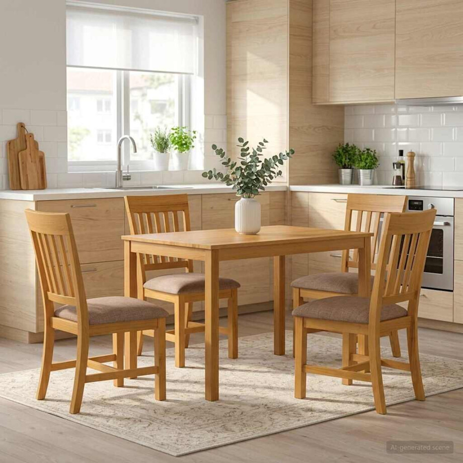 vidaXL Eetkamerset 5 st Grijs Massief Eikenhout vidaXL Eetkamerset 5 st Grijs Massief Eikenhout afbeelding 1