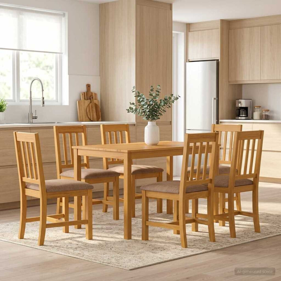 vidaXL Eetkamerset 7 st Grijs Massief Eikenhout vidaXL Eetkamerset 7 st Grijs Massief Eikenhout afbeelding 1