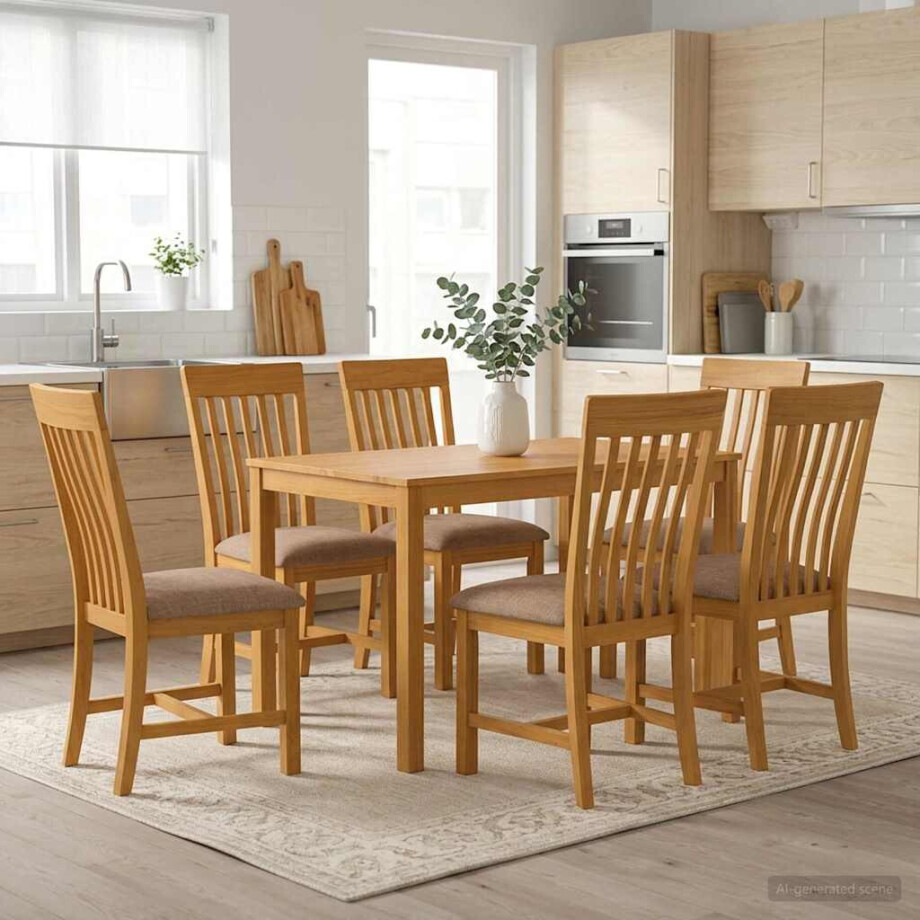 vidaXL Eetkamerset 7 st Grijs Massief Eikenhout vidaXL Eetkamerset 7 st Grijs Massief Eikenhout afbeelding 1
