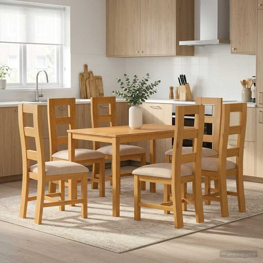 vidaXL Eetkamerset 7 st Grijs Massief Eikenhout vidaXL Eetkamerset 7 st Grijs Massief Eikenhout afbeelding 1
