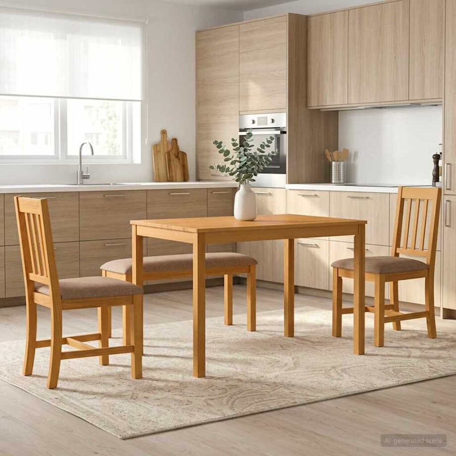 vidaXL Eetkamerset 4 st Grijs Massief Eikenhout vidaXL Eetkamerset 4 st Grijs Massief Eikenhout afbeelding 1