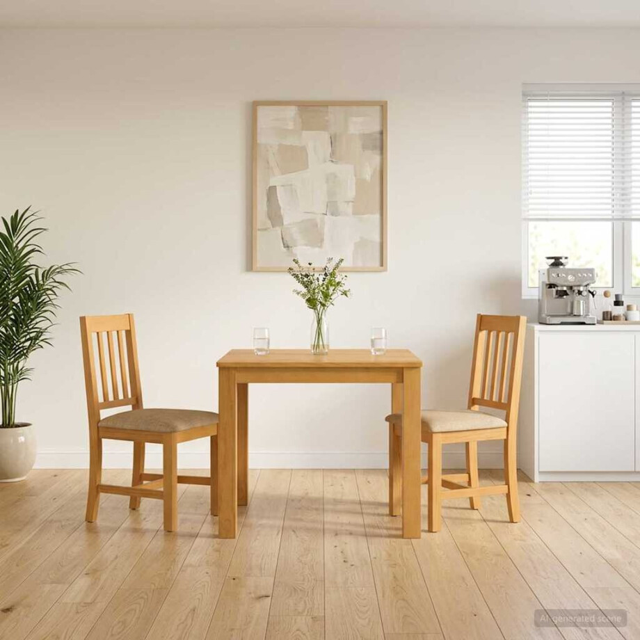 vidaXL Eetkamerset 3 st Beige Massief Eikenhout afbeelding 1