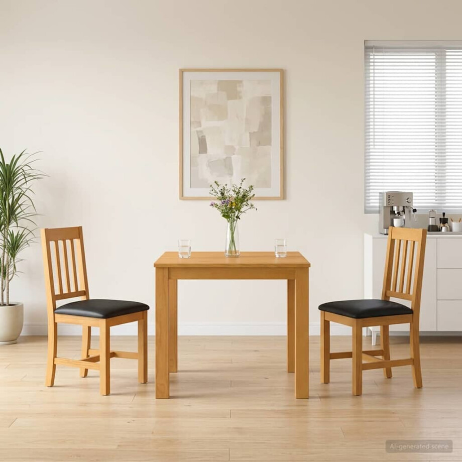 vidaXL Eetkamerset 3 st Zwart Massief Eikenhout vidaXL Eetkamerset 3 st Zwart Massief Eikenhout afbeelding 1