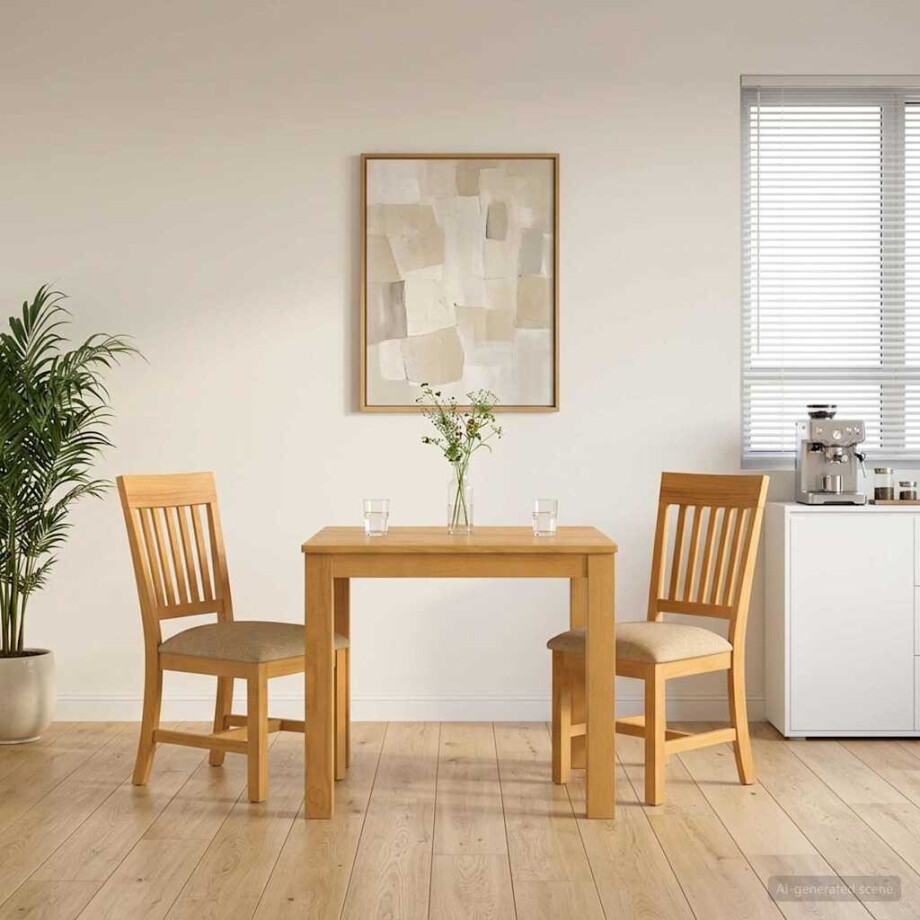 vidaXL Eetkamerset 3 st Beige Massief Eikenhout afbeelding 1