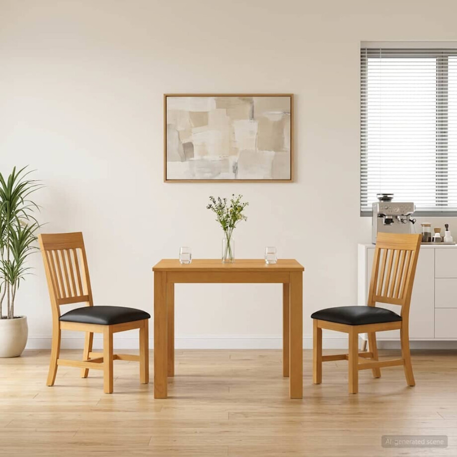 vidaXL Eetkamerset 3 st Zwart Massief Eikenhout vidaXL Eetkamerset 3 st Zwart Massief Eikenhout afbeelding 1
