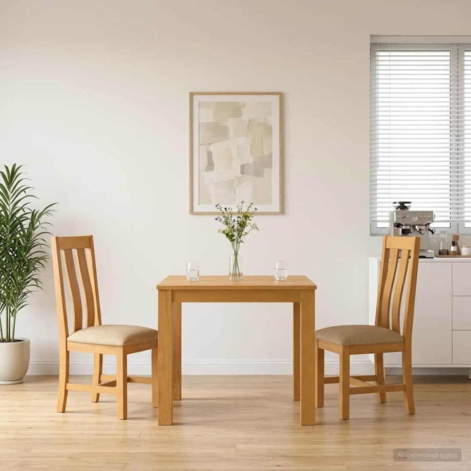 vidaXL Eetkamerset 3 st Beige Massief Eikenhout afbeelding 1