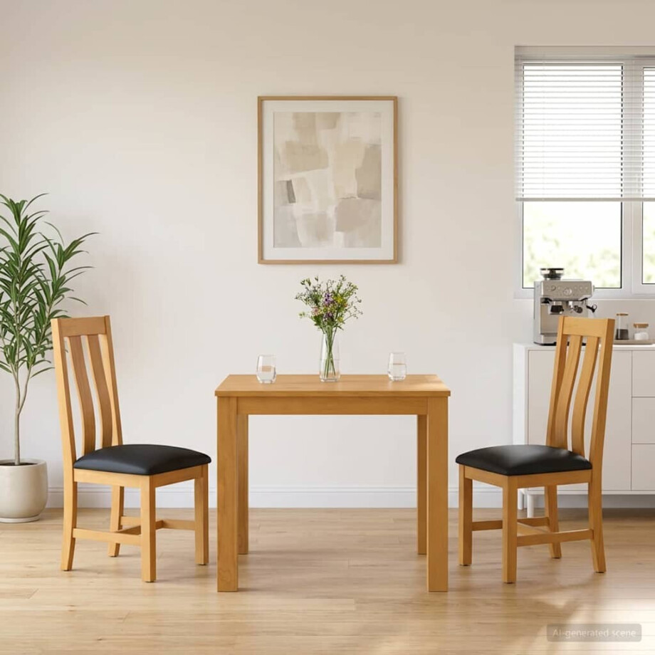 vidaXL Eetkamerset 3 st Zwart Massief Eikenhout vidaXL Eetkamerset 3 st Zwart Massief Eikenhout afbeelding 1