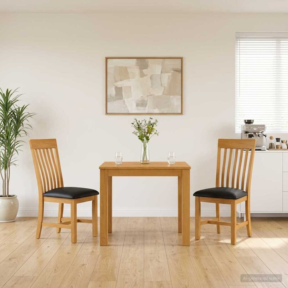 vidaXL Eetkamerset 3 st Zwart Massief Eikenhout vidaXL Eetkamerset 3 st Zwart Massief Eikenhout afbeelding 1