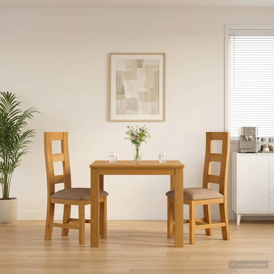 vidaXL Eetkamerset 3 st Grijs Massief Eikenhout vidaXL Eetkamerset 3 st Grijs Massief Eikenhout afbeelding 1