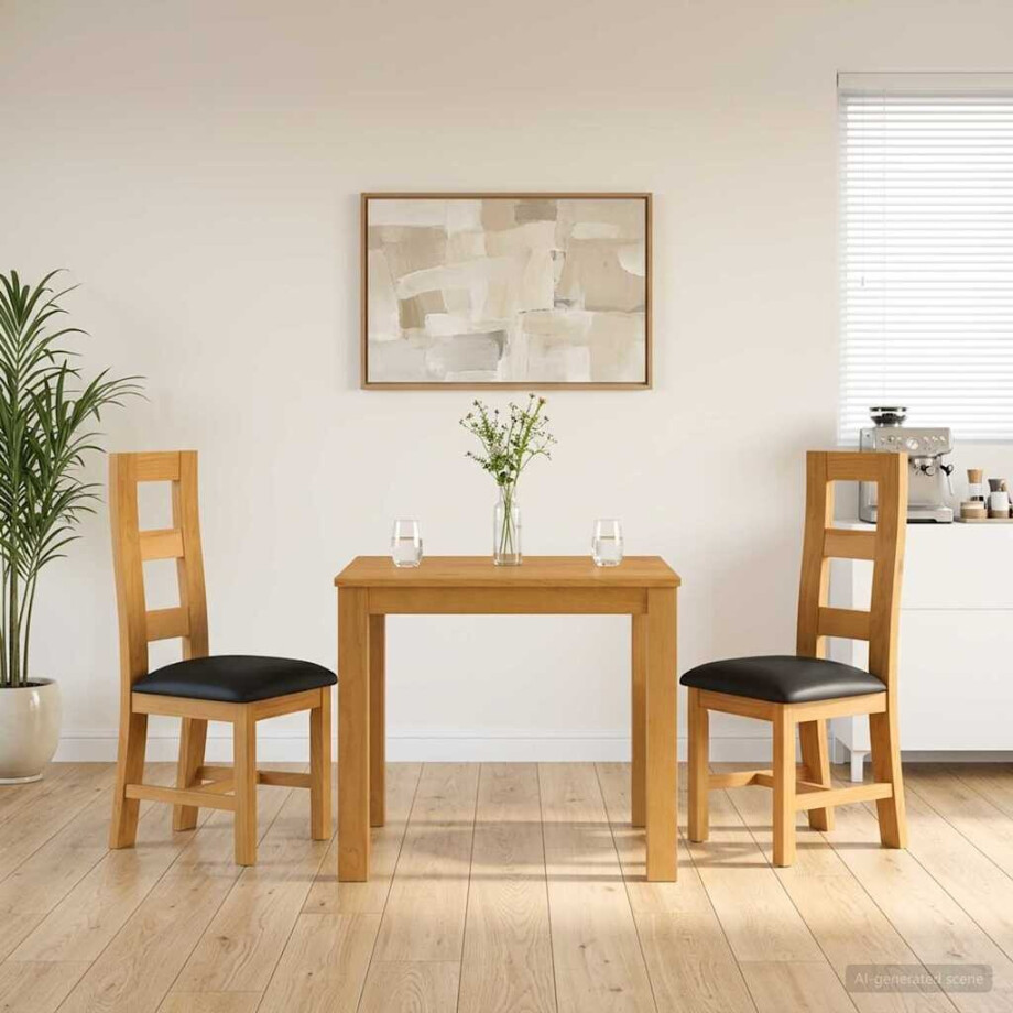 vidaXL Eetkamerset 3 st Zwart Massief Eikenhout vidaXL Eetkamerset 3 st Zwart Massief Eikenhout afbeelding 1