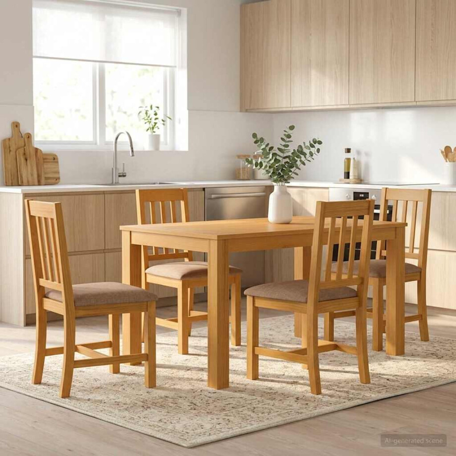 vidaXL Eetkamerset 5 st Grijs Massief Eikenhout vidaXL Eetkamerset 5 st Grijs Massief Eikenhout afbeelding 1