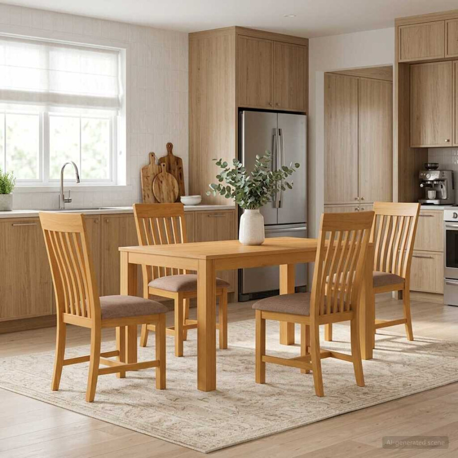 vidaXL Eetkamerset 5 st Grijs Massief Eikenhout vidaXL Eetkamerset 5 st Grijs Massief Eikenhout afbeelding 1