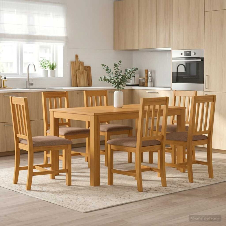 vidaXL Eetkamerset 7 st Grijs Massief Eikenhout vidaXL Eetkamerset 7 st Grijs Massief Eikenhout afbeelding 1