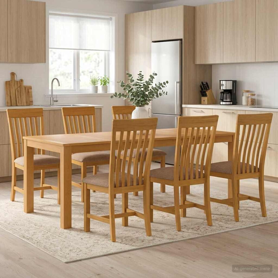 vidaXL Eetkamerset 7 st Grijs Massief Eikenhout vidaXL Eetkamerset 7 st Grijs Massief Eikenhout afbeelding 1