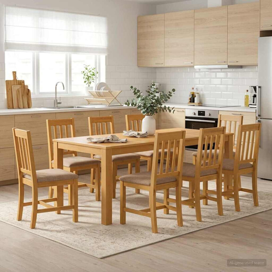 vidaXL Eettafel 200 x 100 x 75 cm Massief Eikenhout Naturel vidaXL Eettafel 200 x 100 x 75 cm Massief Eikenhout Naturel afbeelding 1