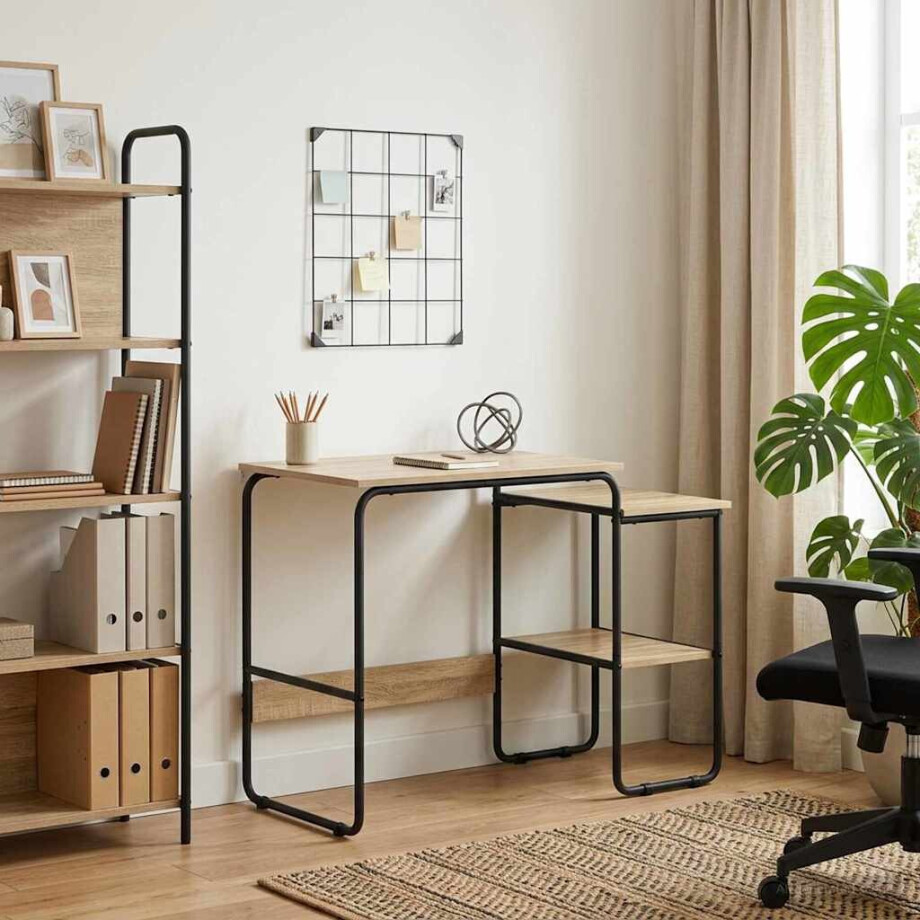 vidaXL Bureau met opbergruimte Sonoma Eiken 100 x 50 x 75 cm vidaXL Bureau met opbergruimte Sonoma Eiken 100 x 50 x 75 cm afbeelding 1