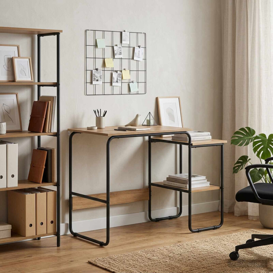 vidaXL Bureau met opbergruimte Artisanaal eiken 100 x 50 x 75 cm afbeelding 1