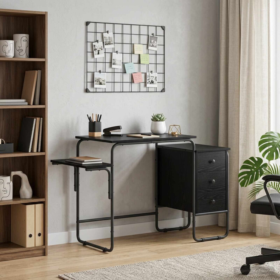 vidaXL Bureau met opbergruimte Zwart eiken 120 x 50 x 75 cm afbeelding 1