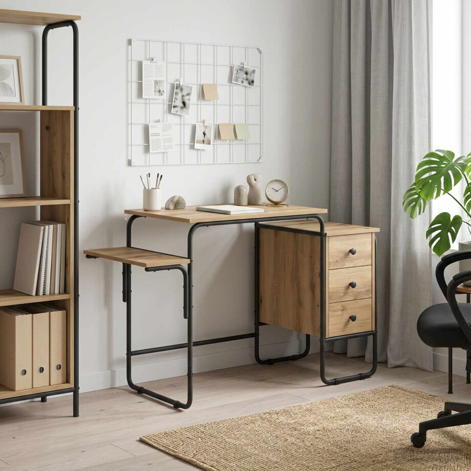 vidaXL Bureau met opbergruimte Artisanaal eiken 120 x 50 x 75 cm afbeelding 1