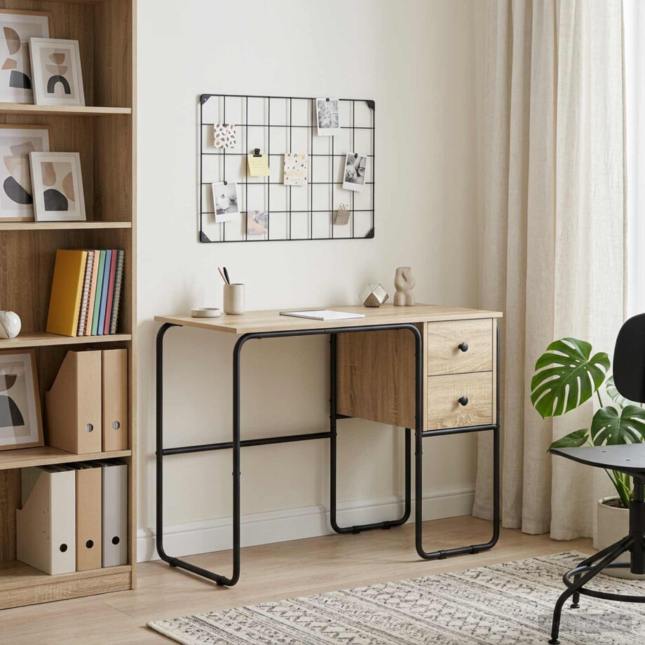 vidaXL Bureau met opbergruimte Sonoma Eiken 100 x 50 x 75 cm vidaXL Bureau met opbergruimte Sonoma Eiken 100 x 50 x 75 cm afbeelding 1