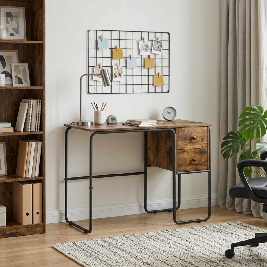 vidaXL Bureau met opbergruimte Gerookt eiken 100 x 50 x 75 cm vidaXL Bureau met opbergruimte Gerookt eiken 100 x 50 x 75 cm afbeelding 1
