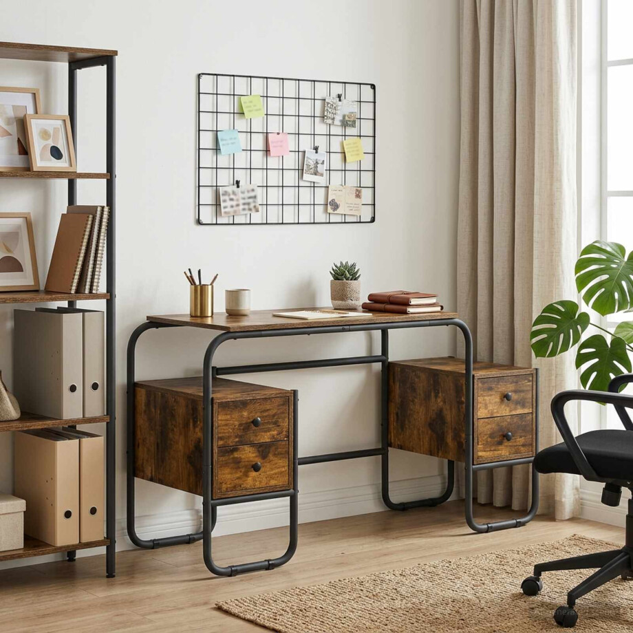 vidaXL Bureau met opbergruimte Gerookt eiken 145 x 50 x 75 cm vidaXL Bureau met opbergruimte Gerookt eiken 145 x 50 x 75 cm afbeelding 1