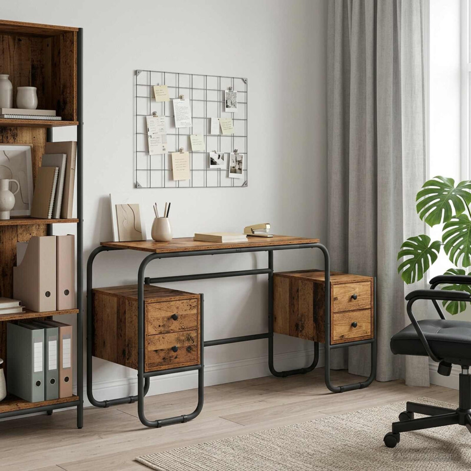 vidaXL Bureau met opbergruimte Eikenhout 145 x 50 x 75 cm vidaXL Bureau met opbergruimte Eikenhout 145 x 50 x 75 cm afbeelding 1