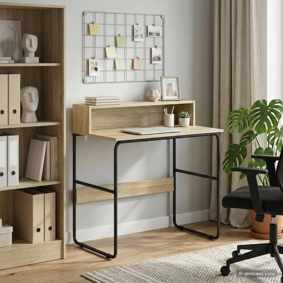 vidaXL Bureau met opbergruimte Sonoma Eiken 80 x 50 x 91 cm afbeelding 1