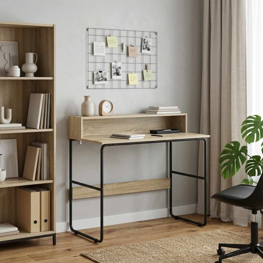 vidaXL Bureau met opbergruimte Sonoma Eiken 100 x 50 x 91 cm afbeelding 1