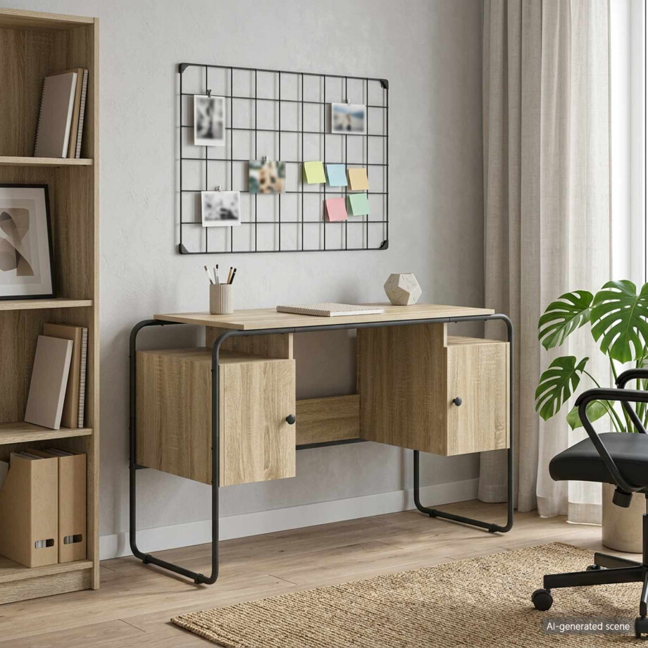 vidaXL Bureau met opbergruimte Sonoma Eiken 120 x 50.5 x 75.5 cm afbeelding 1