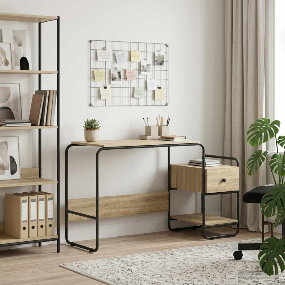 vidaXL Bureau met opbergruimte Sonoma Eiken 131,5 x 50 x 75,5 cm afbeelding 1