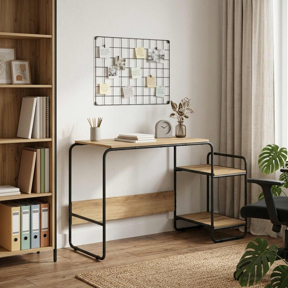 vidaXL Bureau met opbergruimte Artisanaal eiken 131.5 x 50 x 75.5 cm afbeelding 1