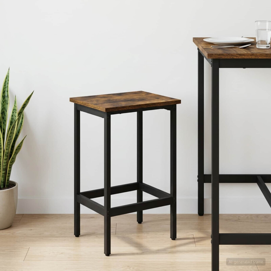 vidaXL Barkruk Gerookt eiken 40 x 32 x 74 cm Bewerkt hout vidaXL Barkruk Gerookt eiken 40 x 32 x 74 cm Bewerkt hout afbeelding 1
