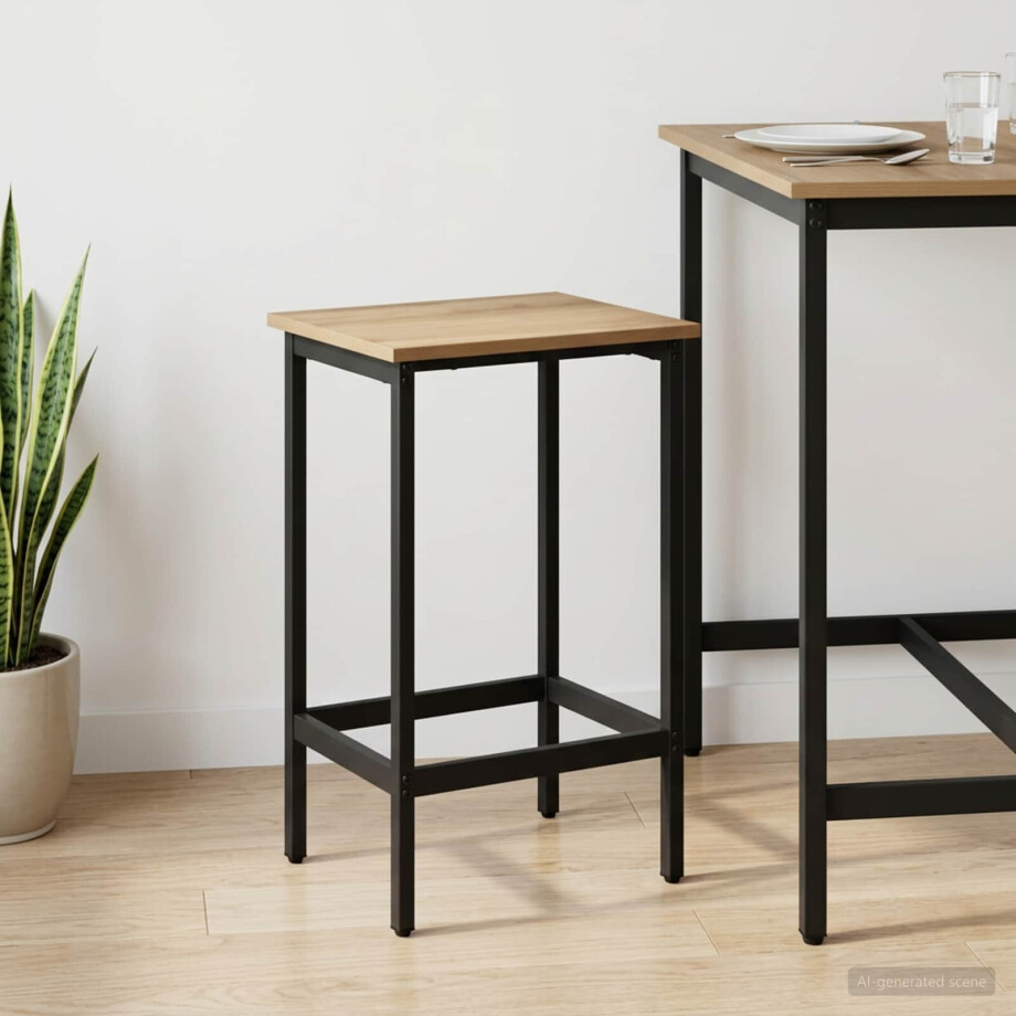 vidaXL Barkruk Artisanaal eiken 40 x 32 x 74 cm Bewerkt hout afbeelding 1